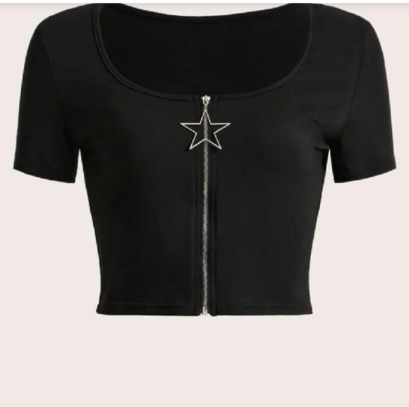 ROMWE Goth Star Zip-Up Top - Picture 1 of 4